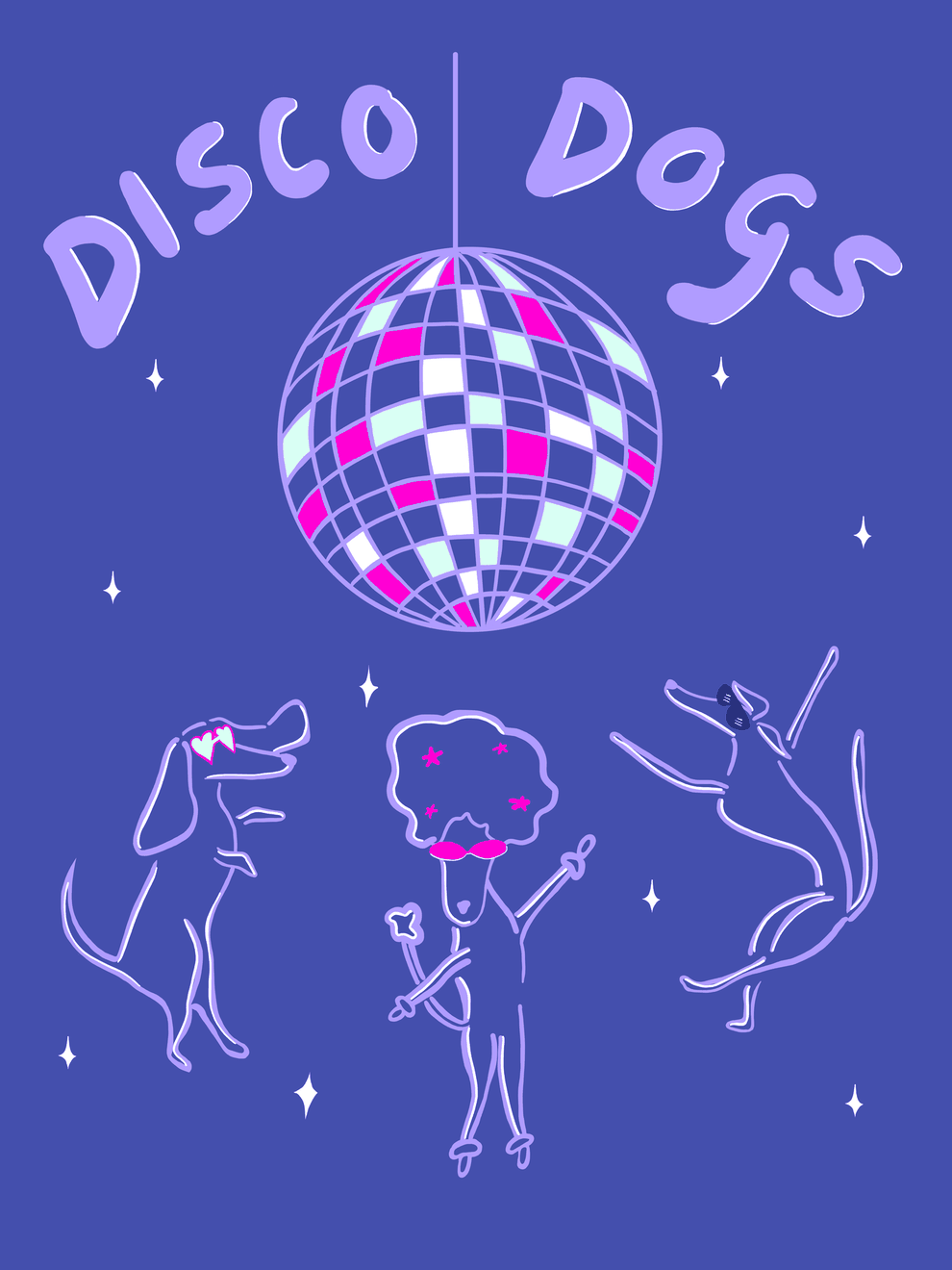 Digital drawing: Disco Dogs