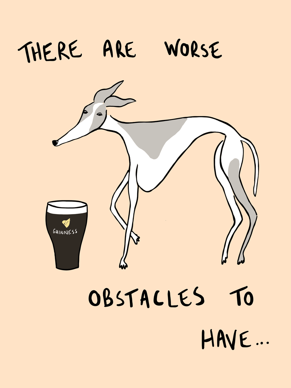 Digital drawing: Whippet & a Pint