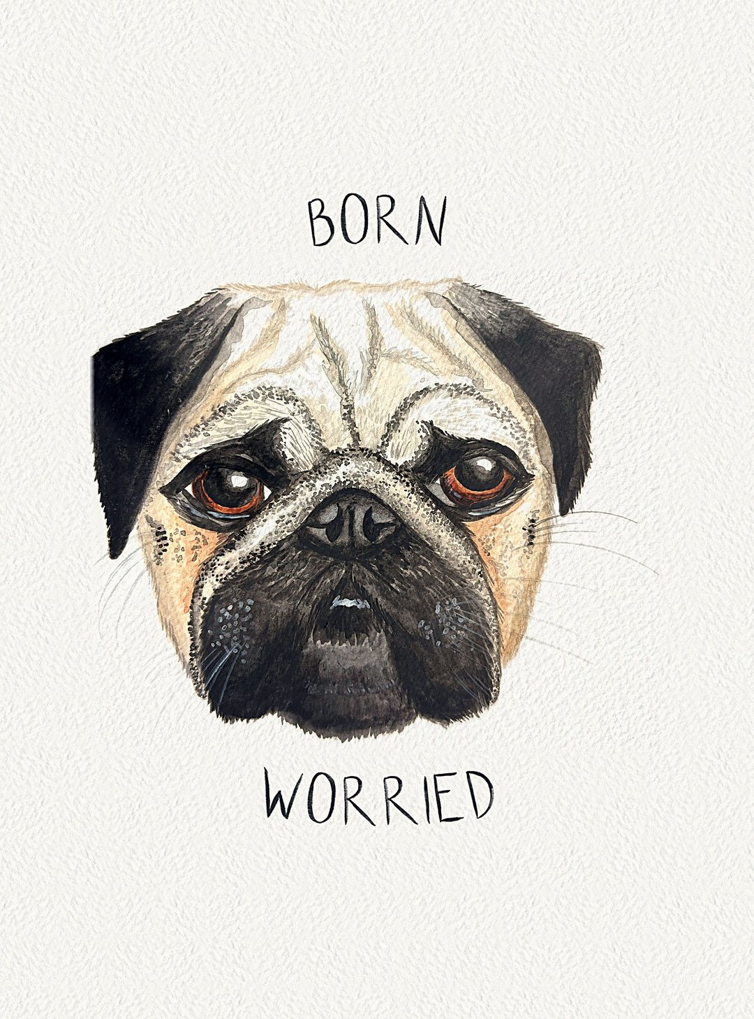 Watercolour painting: Pug